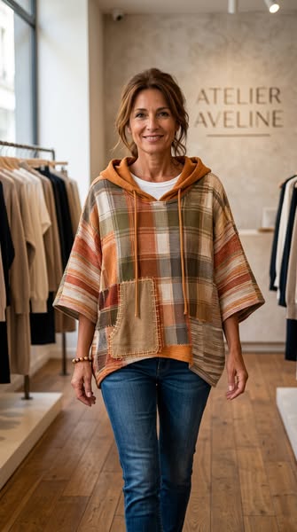 Cousu comme un patchwork, porté comme un pull
