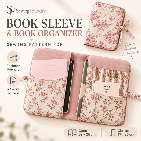 Book Sleeve & Book Organizer Sewing Pattern