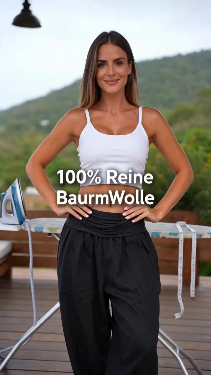 Schwarze Haremshose aus Baumwolle