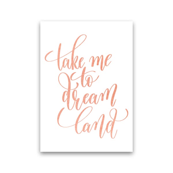 Take Me To Dreamland Peach Watercolour Modern Print