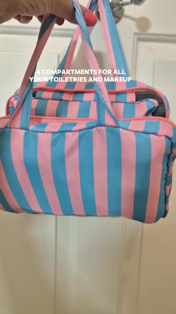 4-Layer Hanging Striped Toiletry & Makeup Organizer Bag
