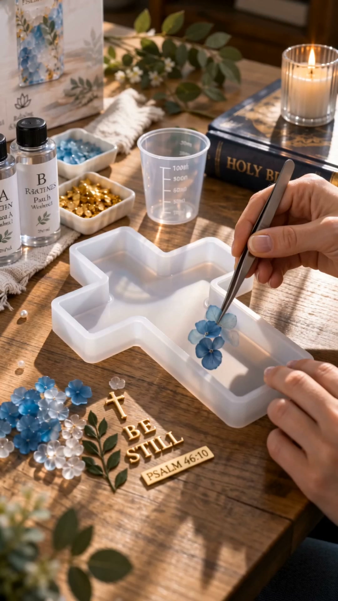 Be Still Scripture Resin Cross DIY Kit