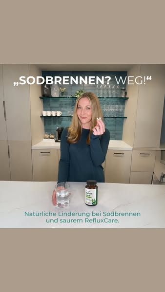 Sodbrennen & sauren Reflux stoppen Wirksam & vorbeugend: RefluxCare ist ein natürliches Nahrungsergänzungsmittel gegen Sodbrennen und sau