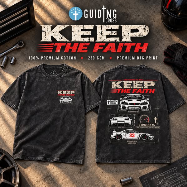 Guiding Cross Christian Washed T-Shirt