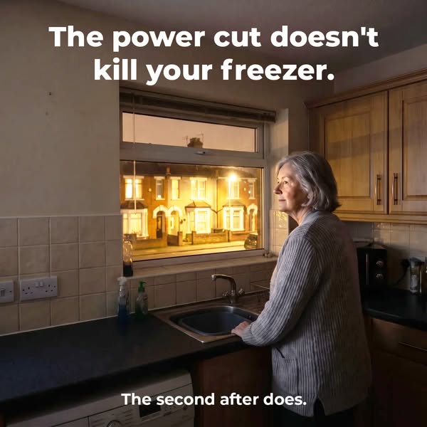 The power cut doesn't kill your freezer.
