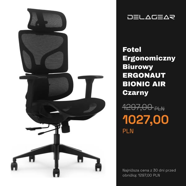 Fotel Ergonomiczny Biurowy ERGONAUT BIONIC AIR Czarny