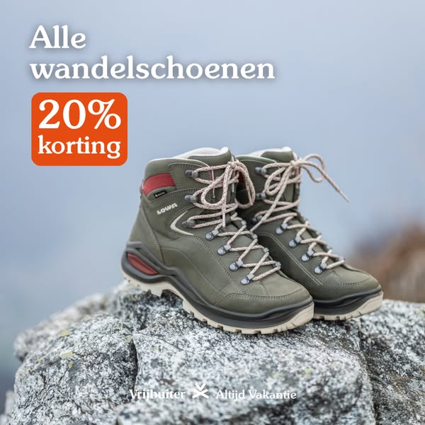 20% korting op alle wandelschoenen