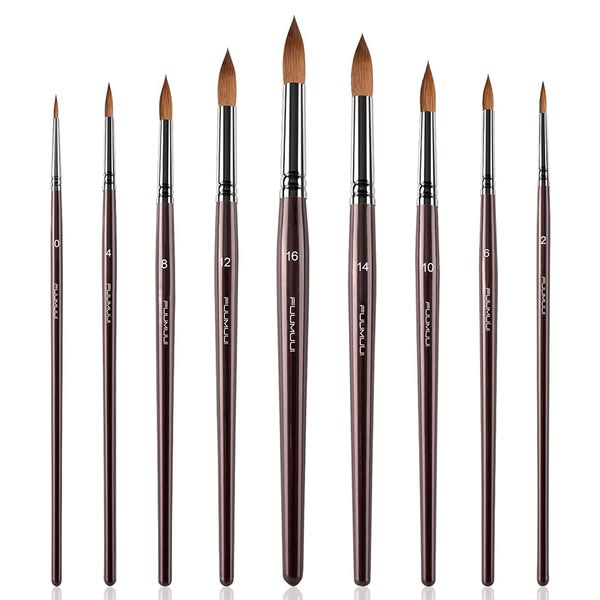 Fuumuui 9pcs Professional Natural Sable Hair Watercolor Brushes