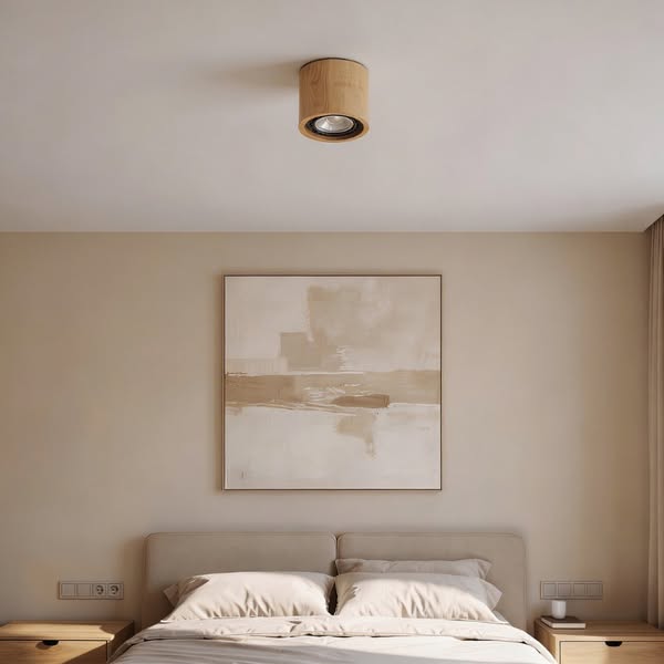 Minimalistische plafondlamp van natuurlijk hout – Model Norvial