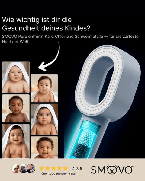 Sauberes Wasser für dein Baby — bei jeder Dusche.