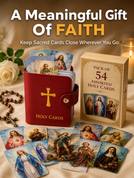 Catholic Genuine Leather Holy Card Holder
