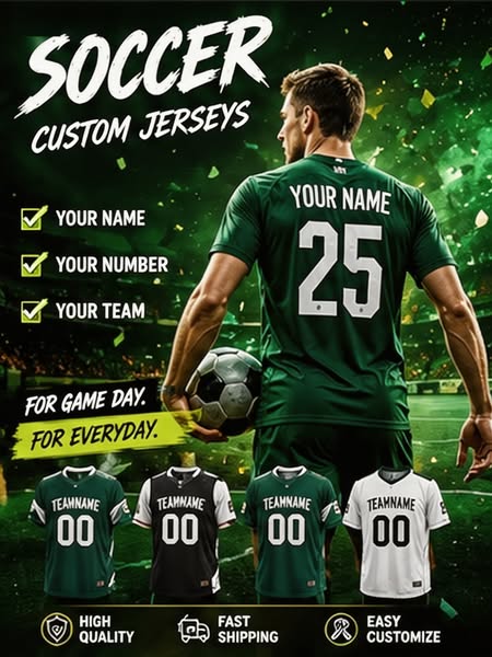 DESIGN YOUR SOCCER JERSEY!FREE SHIPPING!