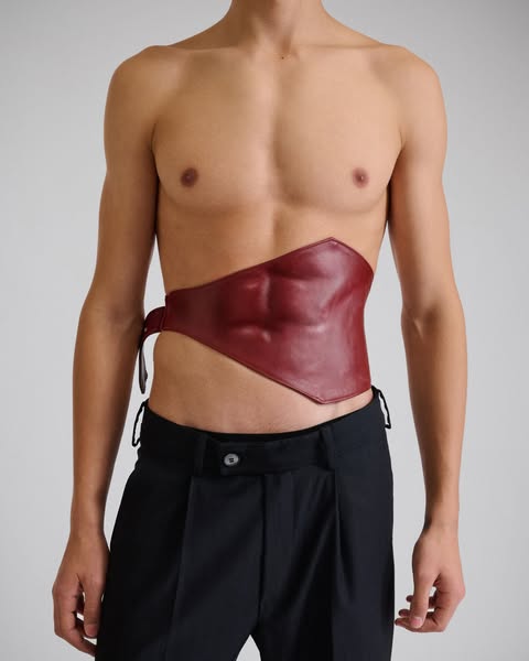 Sculpted Leather Belt with Abs Muscles. International Free Shipping.
