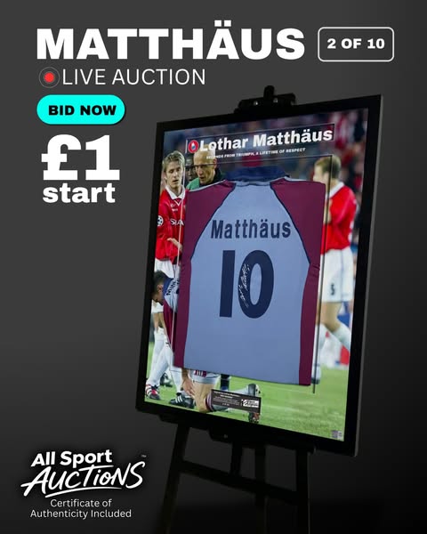 Bid on a 1998/99 Bayern Munich Shirt Signed by Matthäus