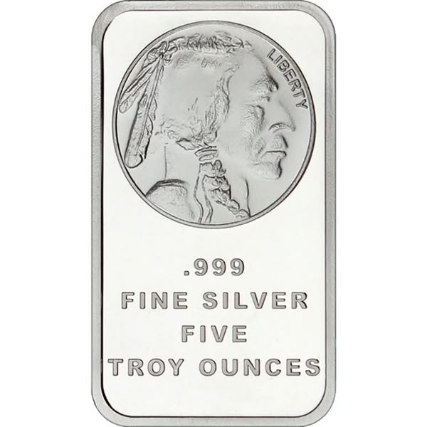 Silvertowne Mint USA Buffalo 5oz Silver Bar
