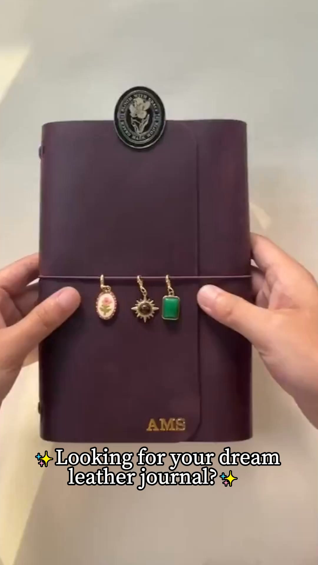 Personalized Leather Journal With Custom Name & Charms
