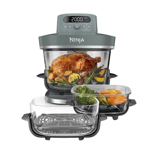 Ninja CRISPi PRO 7-in-1 Glass Air Fryer – Family Set in Ash Grey | AS101UKGY38 | by SharkNinja