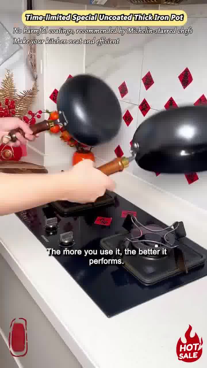 Professional-Grade Uncoated Iron Pot – 50% OFF Today!