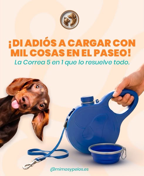 Correa Retráctil Multifunción 5- en -1 para Perros.