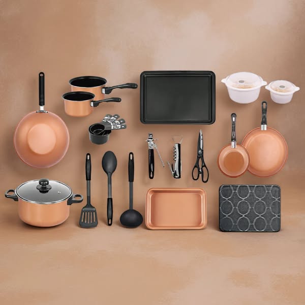 Complete Copper Pan Kitchen Set | Sale Price £29.99