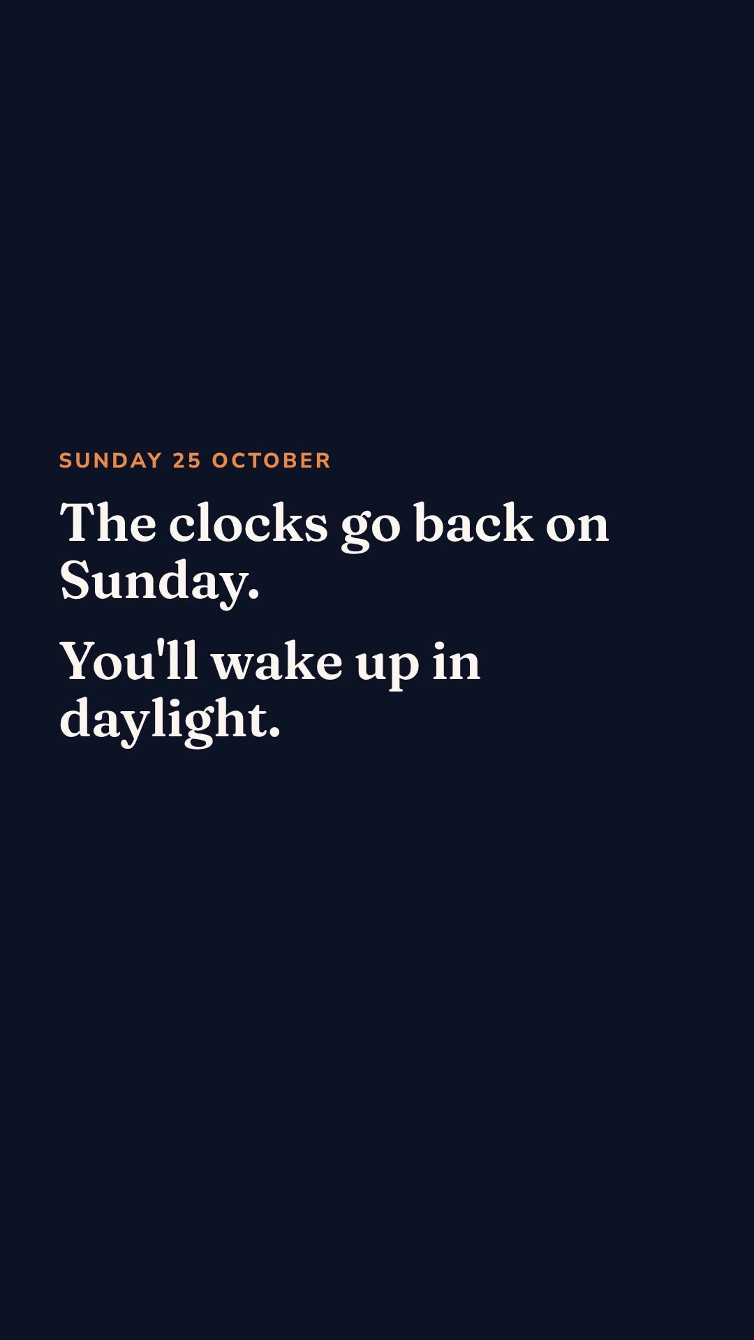 Lighter mornings last 4 days