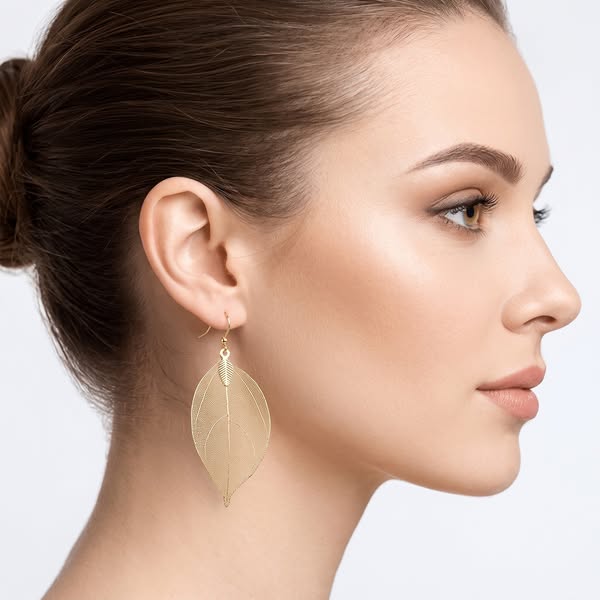 Airy Brass Filigree, Bold Leaf Shape
