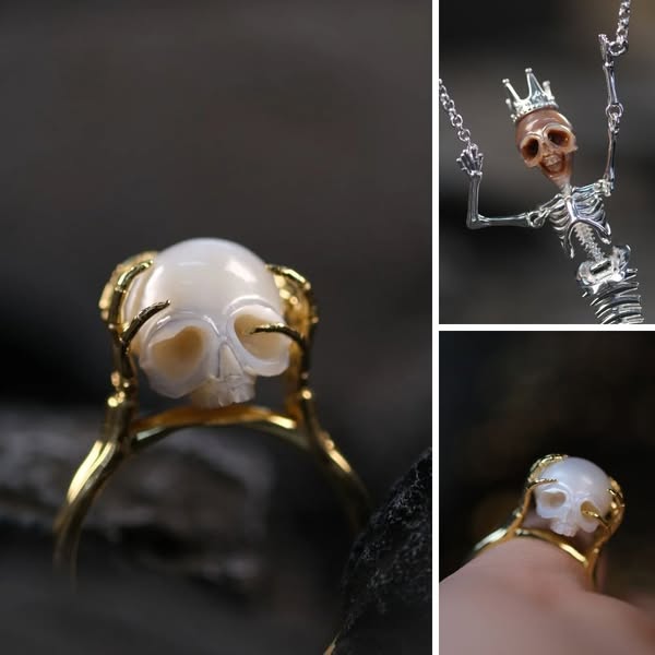 Carved Skull Pearl Jewelry