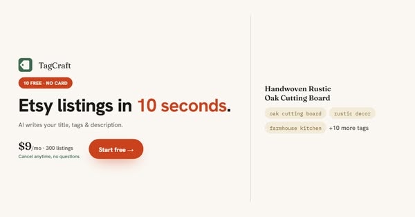 Etsy Listings in 10 Seconds