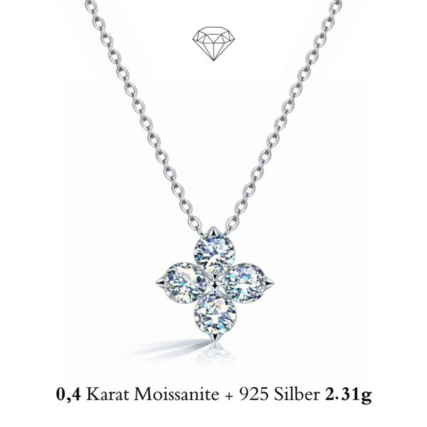 925 SILBER 0,40 KARAT MOISSANIT KETTE DAMEN BLOOM