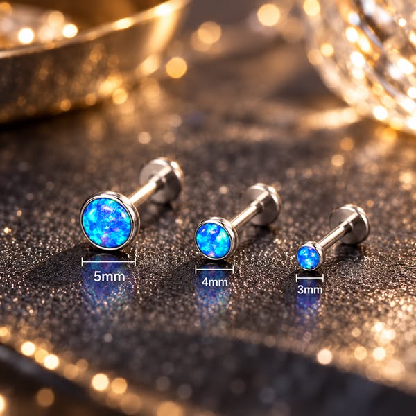 Starlight Blue Opal Flat Back Earrings