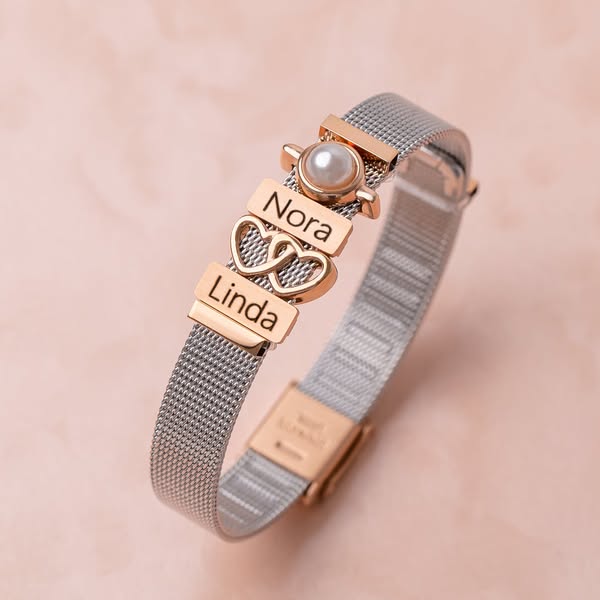 Mesh Armband Zilver/rose Luxe