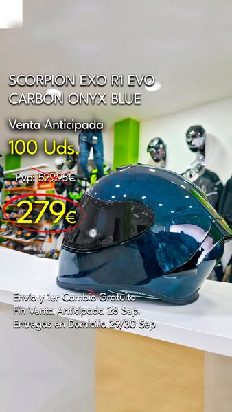 VENTA ANTICIPADA SCORPION EXO R1 EVO CARBON ONYX BLUE 279€ ¡Consigue el tuyo antes de que vuelen!