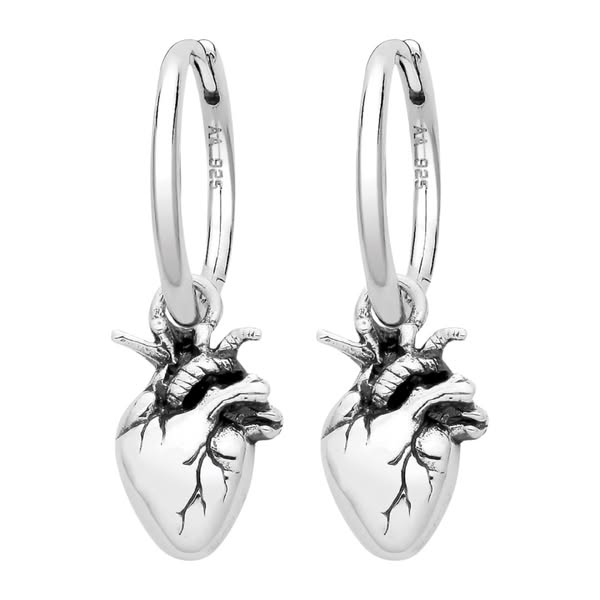 CARDIUM - Sterling Silver Anatomical Heart Hoops - Earrings