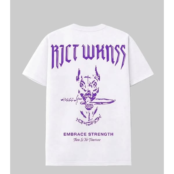White / Purple ‘Ferocious’ Oversized Tee