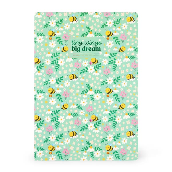 Exercise Book - A4 Notebook - 8 mm Ruled - Bee Flowers