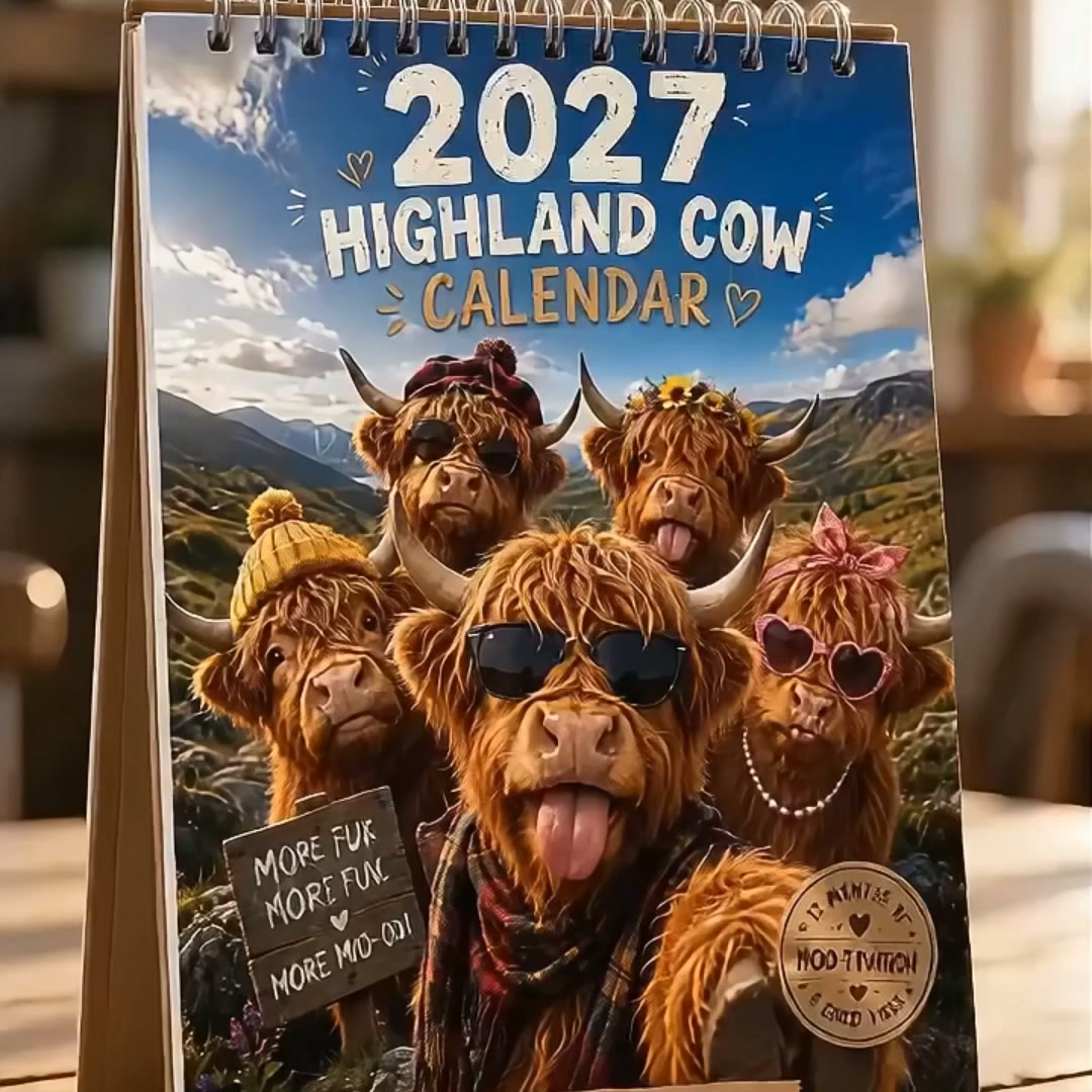 Grappige Schotse hooglander wandkalender 2027 A4