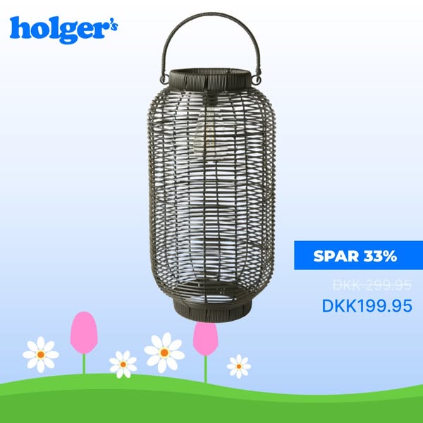Solar lanterne - stor - sort PVC/metal