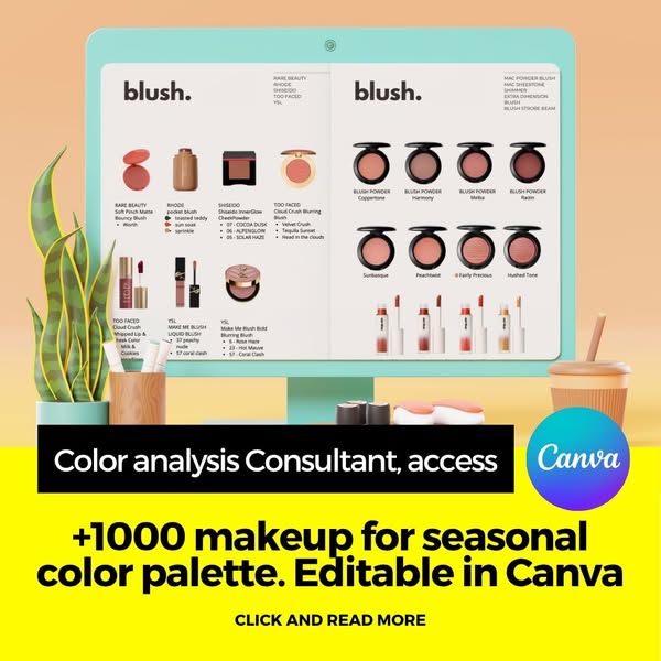 Color Palette – Editable Canva – CONSULTORA INGLÊS – Makeup Color Palette