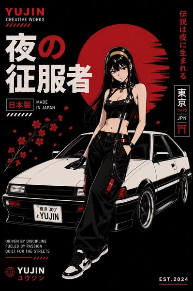Midnight Tokyo Car T-Shirt - Yūjin Clothing