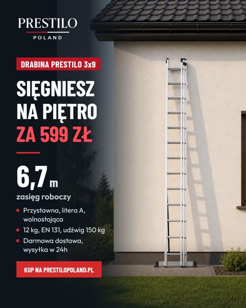 Drabina Prestilo 3x9: 6,7 m za 599 zł