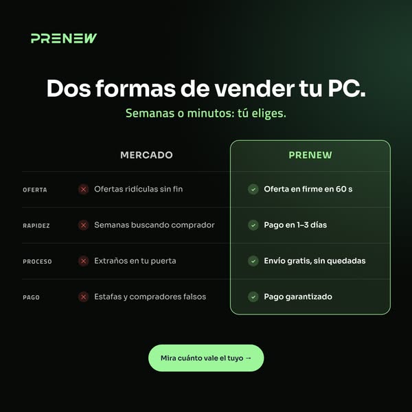 Vende tu PC gaming a Prenew, sin complicaciones