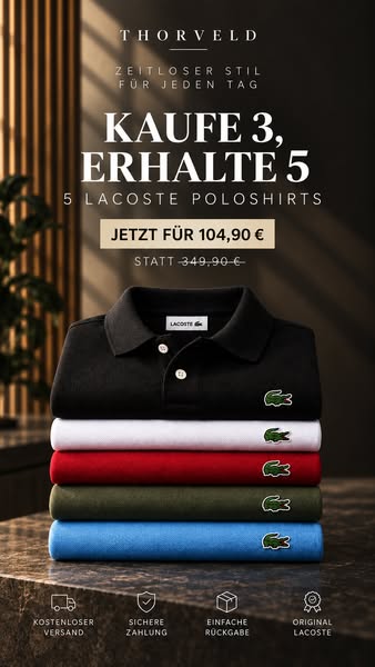 5 Poloshirts, 70% Rabatt