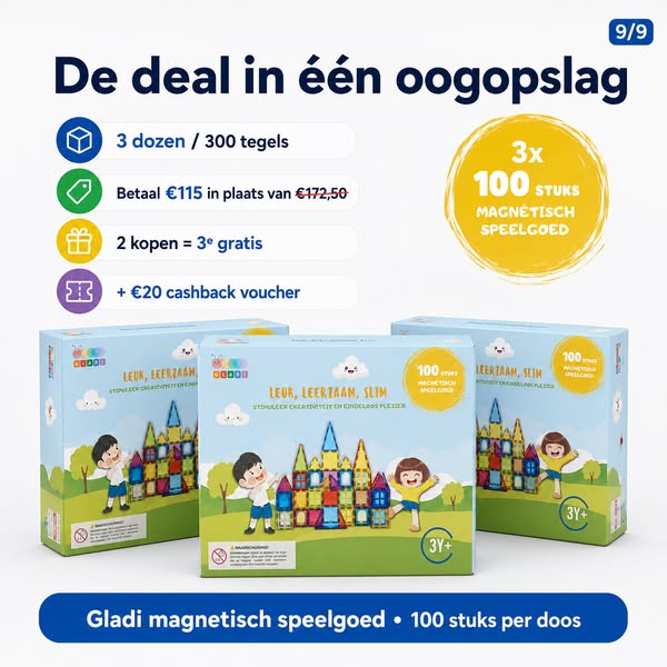 2+1 gratis op magnetic tiles