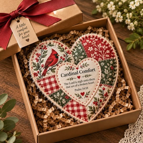 Faith & Comfort Patchwork Heart Decor – Scripture-Inspired Keepsake