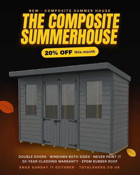 The composite summerhouse. Never paint it again