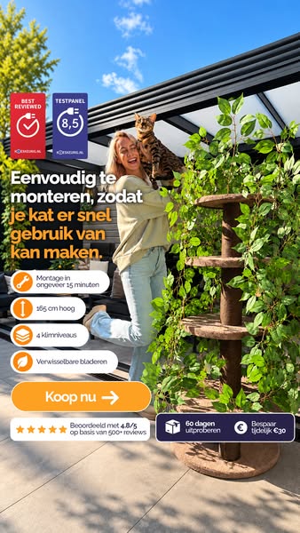 Kattenboom krabpaal met bladeren