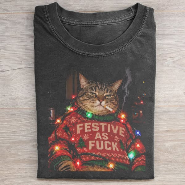 Funny Christmas Cat T-shirt