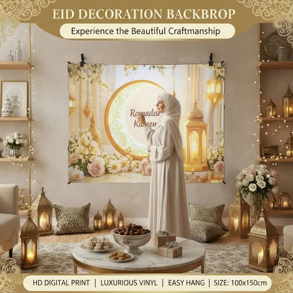 Large Ramadan Kareem Eid Wall Cloth Decor