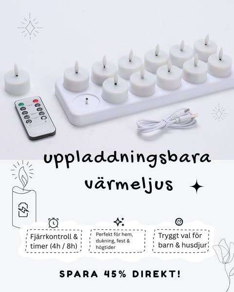 Uppladdningsbara LED-ljus – Säkra, vackra & 50% rabatt