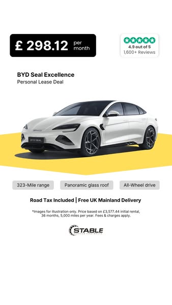 £298.12 / Month – BYD Seal Excellence AWD Lease